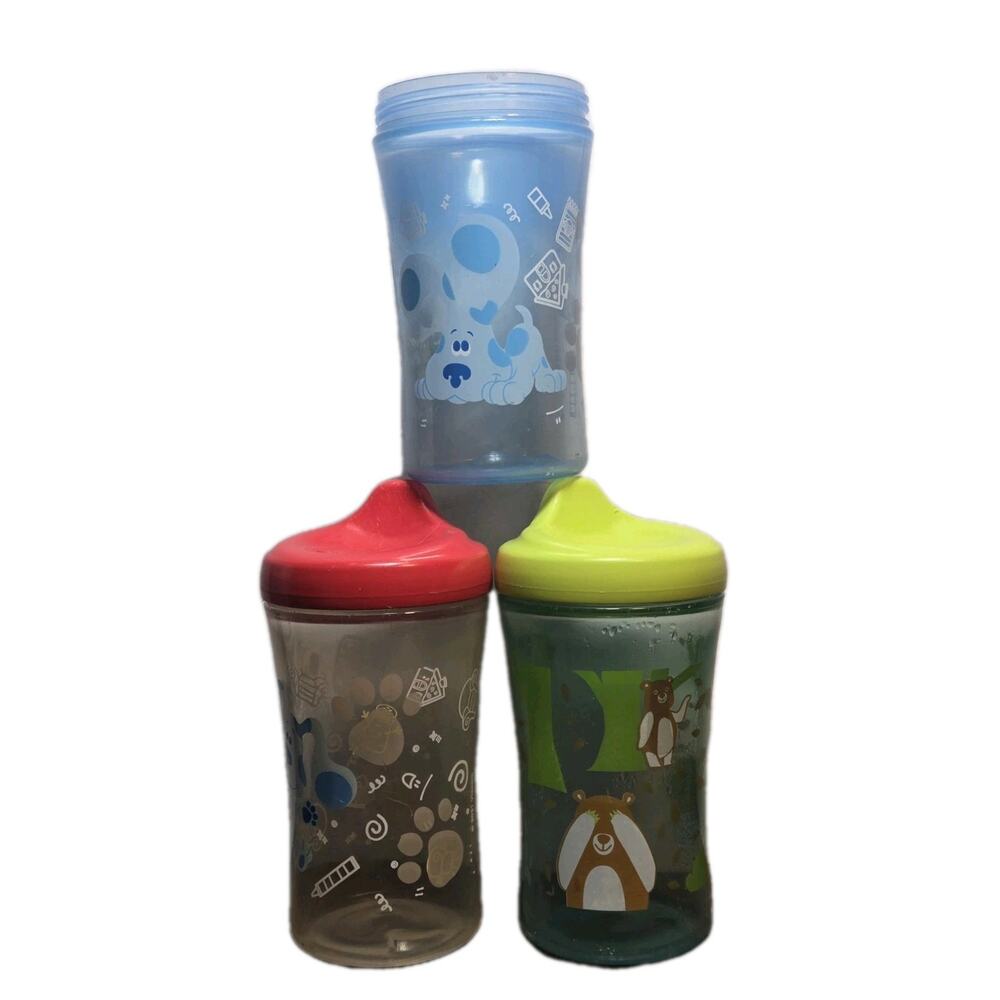 Lot of 3 NUK Blues Clues Baby Weaning Cup 9+ Months Sippy Cup Preschool 10oz